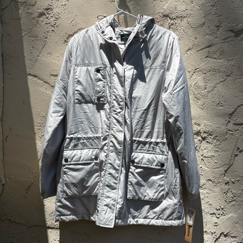 DKNY Gray Hooded Utility Jacket With Pockets NWT - Picture 5 of 16